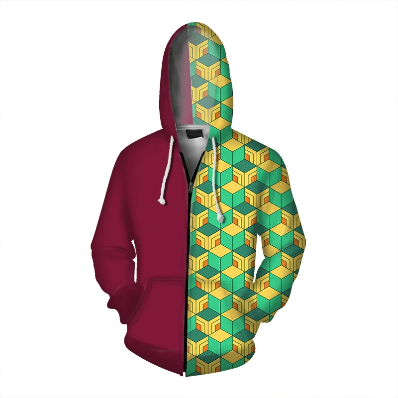 Kopen Anime Demon Slayer Kimetsu Geen Yaiba Nezuko Cosplay Hoodies Sweatshirt Vrouwen Mannen 3D Hooded Zip Up Jassen Jas Tops