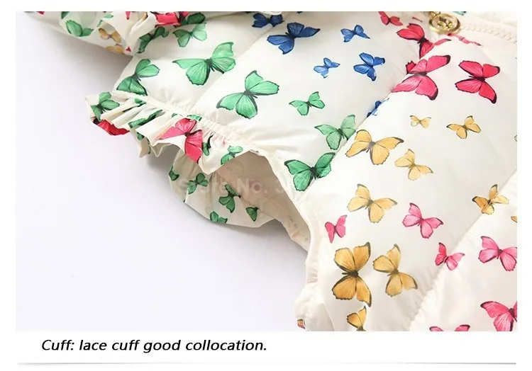 In the winter of new children vest butterfly printing design of baby girls vest in cap lovely vest children warm clothes