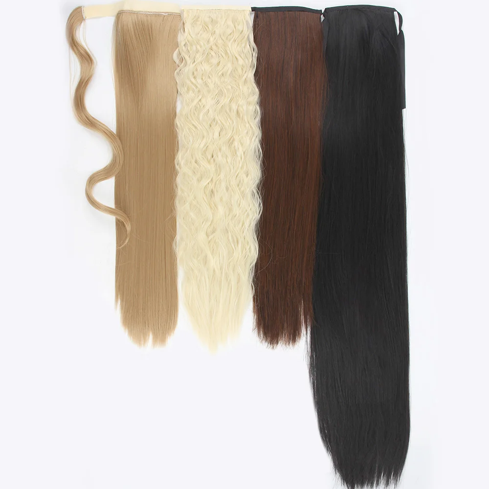 AIYEE 22 дюйма шелковистые прямые синтетические заколки на шнурке конский хвост шиньоны для женщин Наращивание волос Высокая температура Fibe