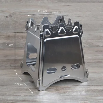 

Outdoor Portable Folding Wood Stove Camping Tourism Silver Mini Picnic Foldable Solid Fuel Stove Cooking Tools