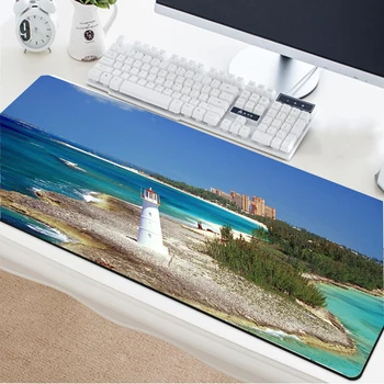 

Yuzuoan 400x900 Mouse Pad Blue Sea Natural Rubber Non-slip Precision Locking-edge Otaku Player Computer Keyboard Large Mouse Pad