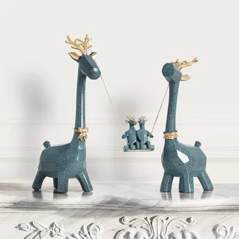 

RESIN DEER FAMILY HAND CARVED COLLECTIBLE FIGURINES MINIATURE RESIN MODEN CUTE ANIMALS ORNAMENTS FOR HOME OFFICE DECORATIONS