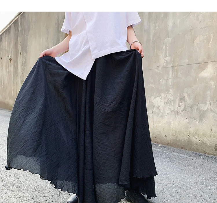 Одежда для влюбленных мужские японские темно-черные свободные длинные юбки брюки мужские уличные панковские готические шаровары