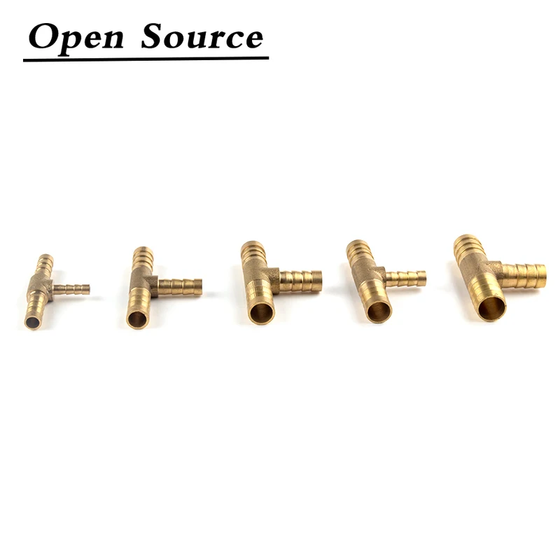 4 5 6 8 10 12 14 19 mm Brass Pneumatic Tower Barb Pipe Fittings T-type Tee Oil Water Gas Adapter