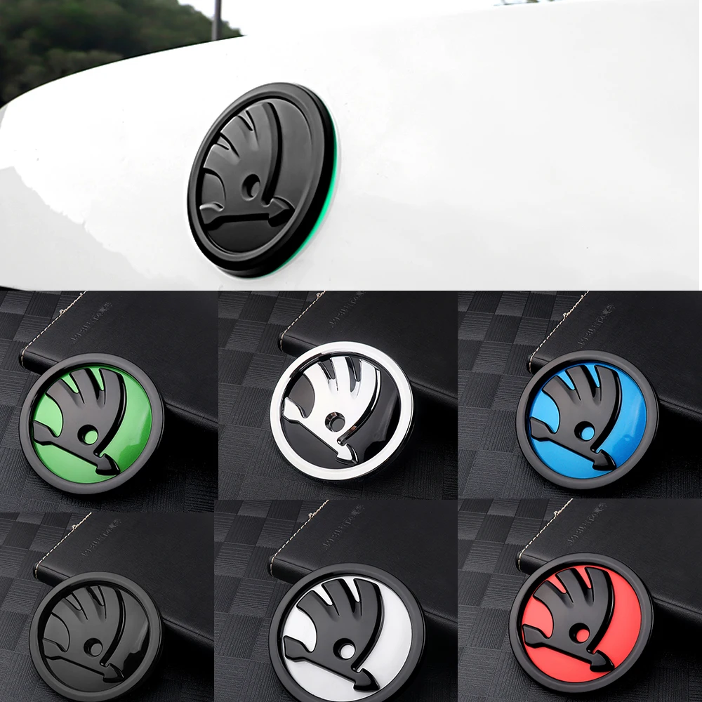 80/90mm Car Emblem ABS Front Hood Bonnet Rear Trunk Decor Sticker For Skoda Yeti Fabia Octavia 3 2 Kodiaq Karoq Rapid Yeti A5 A7