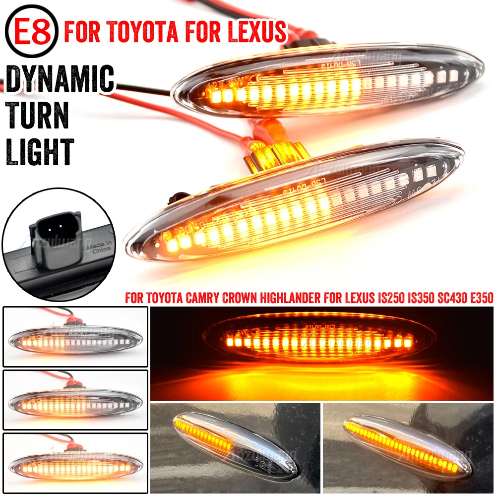 LED Dynamic Front Side Marker Lights Turn Signal Blinker for Lexus IS250 IS350 SC430 E350 Toyota