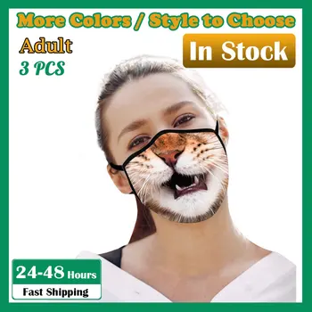 

3PC Cute Print Face Cover Washable Reusable Anti-stof Veilig Ademend Face Mask Gezicht hypoallergeen Anti-ultraviolet Mask