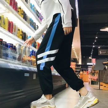 

Women Print Striped Pants 2019 Spring Summer Fashion New Style Korean version Thin High Waist Casual Sports Workout Trousers