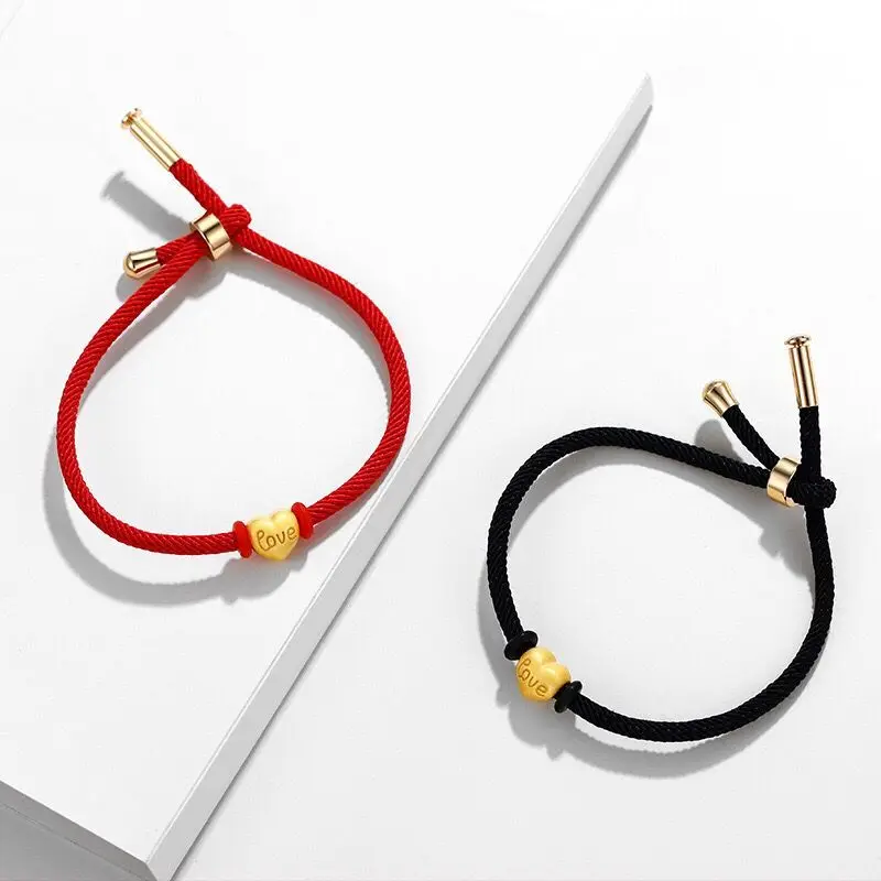 MxGxFam ручной работы Плетение Красный/Черный Веревка любовь сердца браслет ювелирные изделия для женщин дизайн 24 К чистого золота цвет аллергии