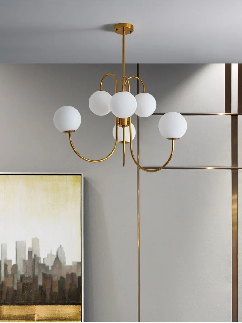 

Frosted Glass Ball Modern Gold Pendant Lamp For Dining Room Bar Restaurant Chanderlier Coffee Shop Office Hanging Light
