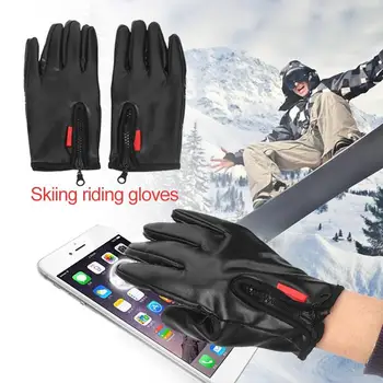 

Leather Gloves Practical Durable Black M/L/XL Cashmere Motorcycle Bicycle Waterproof Winter Touch Screen Rain-Proof Keep Warm