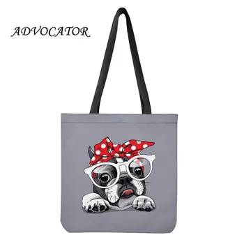 

Canvan Tote Bags Women Cute Animals Dogs Printing Shopping Bag Ladies Foldable Shoulder Bag Foldable Tote Bolsa Reutilizable