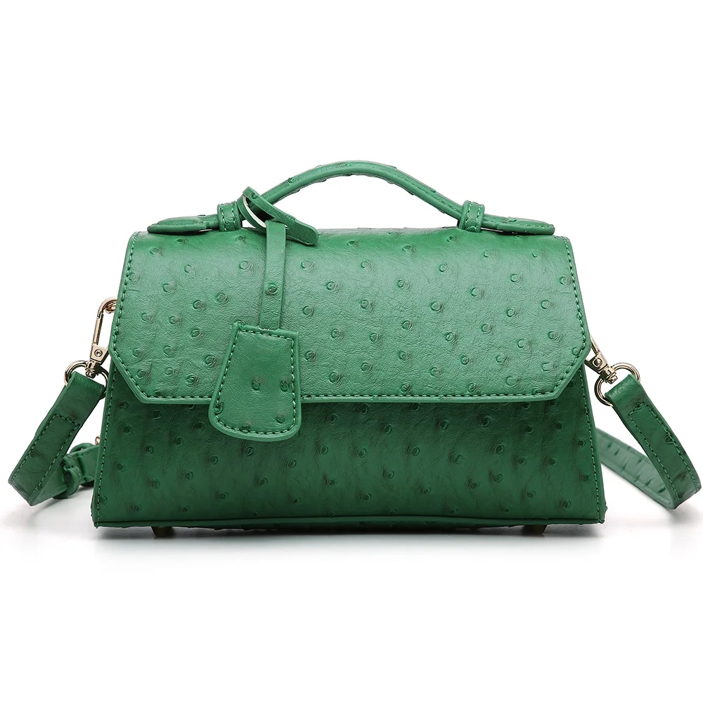 Ostrich Green Женская модная сумка из змеиной кожи с длинным ремешком, сумка через плечо, сумка из страуса кофейного цвета, элегантный клатч с подвеской - Цвет: Ostrich Green