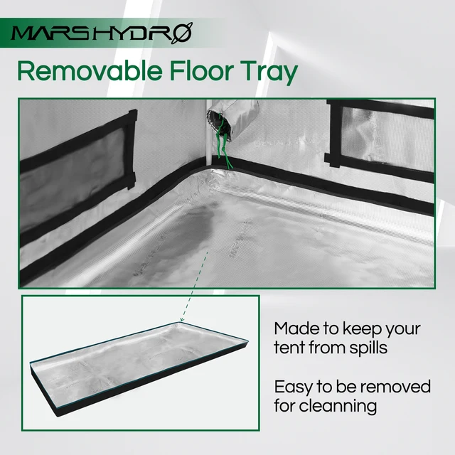 Mars Hydro 240X120X200Cm Beltéri Grow Sátor 1680D Canvas Reflektív Mylar Sátrával Eltávolítható Padlószobával A Növényekhez - Image 4
