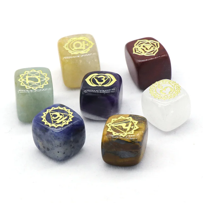 7 Chakra Healing Reiki Natural Square Stone Ornaments Polishing Amethyst Rose Quartz Yoga Meditation Energy Stone Decoration