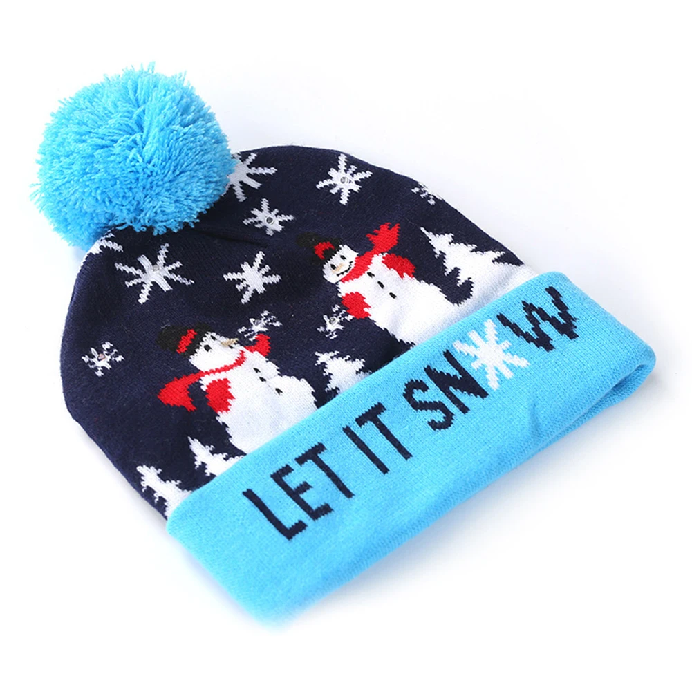 Рождественская шапка с 3 цветами, светильник, мягкий теплый Рождественский Санта и олень, снеговик, рождественские шапки, шапочка вязаная бини, шапка для детей и взрослых