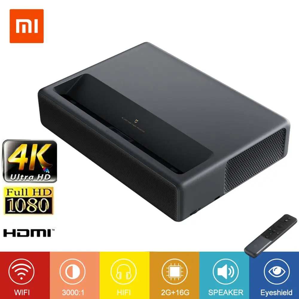 Xiaomi mjgtyds03fm MIUI TV 2 Гб 16 лазерный проектор HDR ТВ 4K bluetooth Wi Fi 3D домашний кинотеатр с