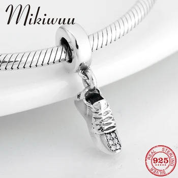 

Fashion sports running shoes shape 925 Sterling Silver with CZ Pendant Beads Fit Original Mikiwuu Charm Bracelet Jewelry making