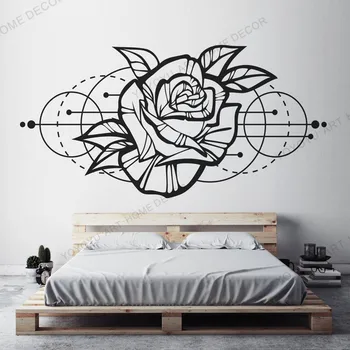 

Adhesive Modern Geometric Room Decor Rose Flower Wall Art Sticker Modern Geometric Removable Vinyl Wall Decal Hand-made WX302