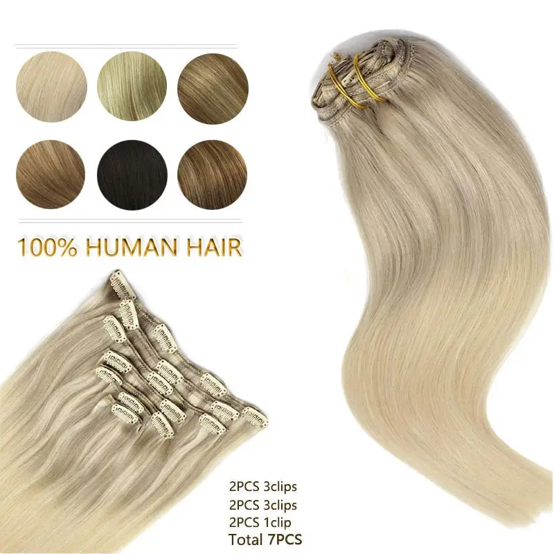 Hot Sale Human-Hair-Extensions Remy-Hair Brown Clip-In Honey-Blonde Natural-Black Straight Ombre 9gLVnGJEZ