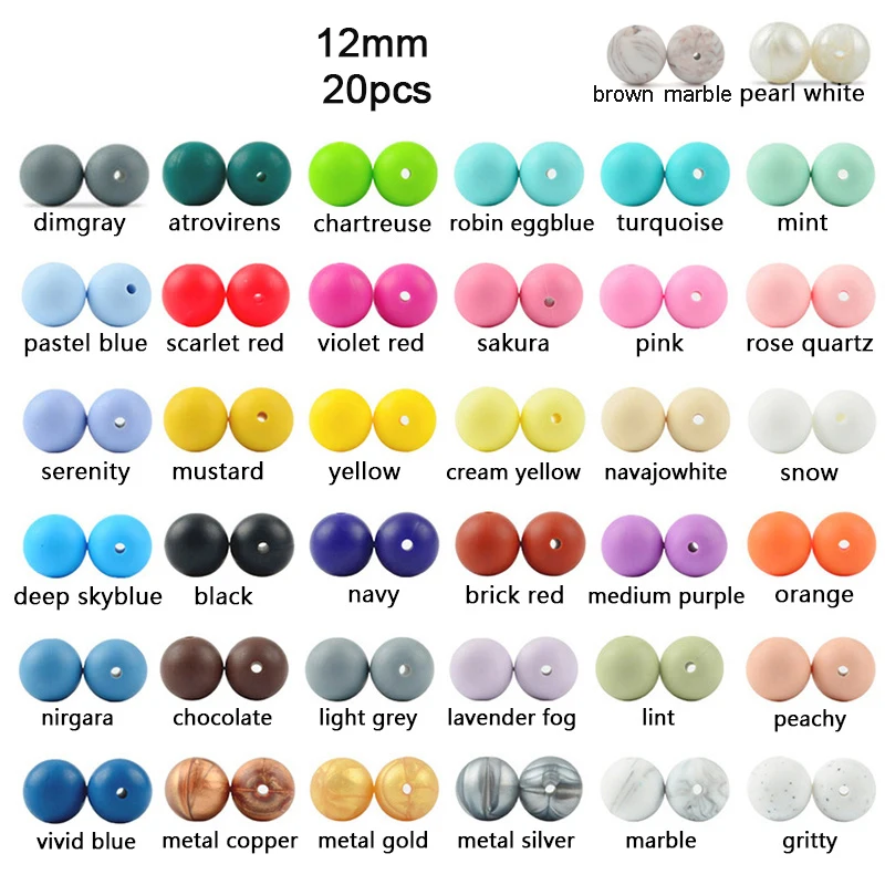 Mix or specify LOFCA 12 мм 20 шт./лот Силиконовые Круглые бусины пищевого класса BPA Бесплатно Силиконовые Прорезыватели для зубов Детская жевательная для прорезывания зубов бусины игрушки для DIY - Цвет: Mix or specify