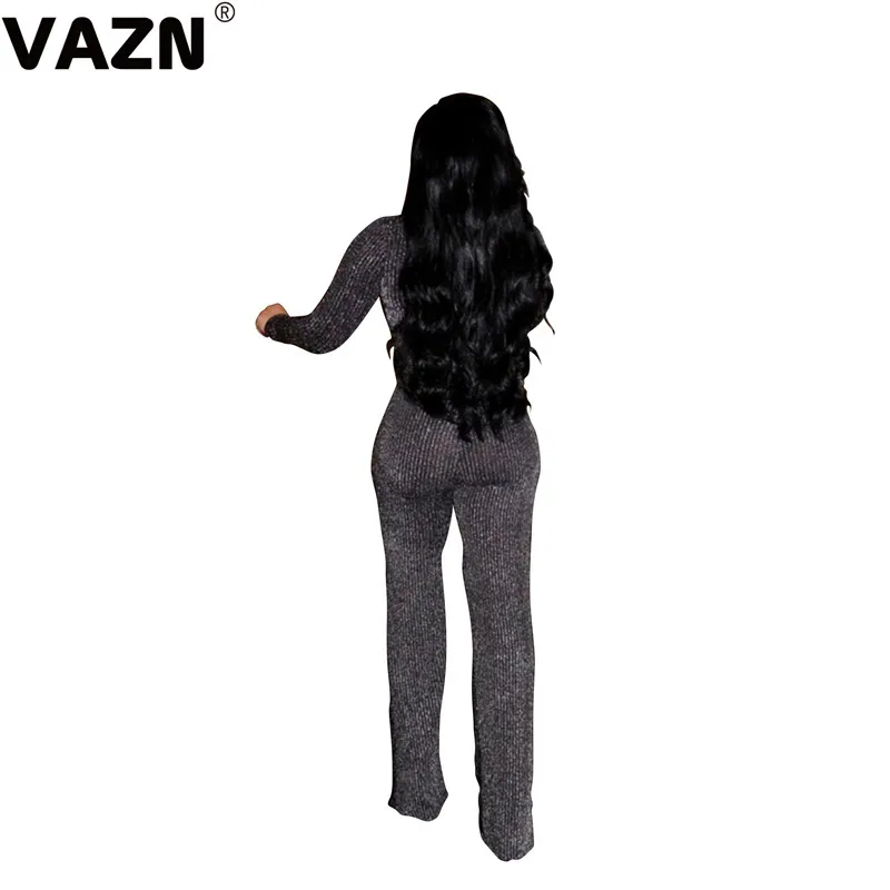 VAZN осенние Однотонные эластичные обтягивающие длинные Комбинезоны для женщин Клубная одежда повседневные комбинезоны с длинным рукавом и v-образным вырезом Женские бандажные комбинезоны