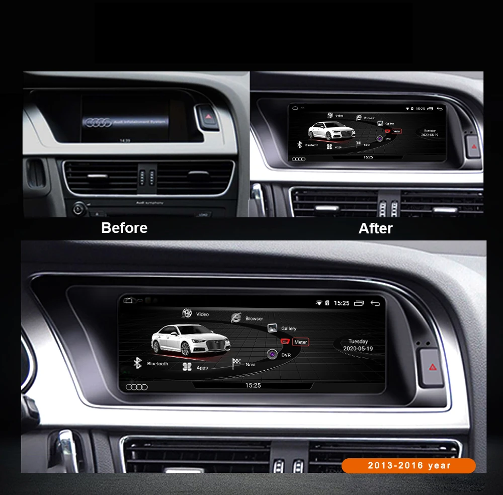 Автомобильный радиоплеер 8 дюйма Android 10 для Audi A4 B8 2009 2016 Wi Fi 2 + 32 ГБ сенсорный экран