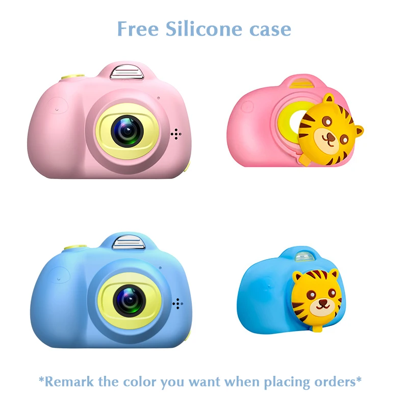 Детские блестящие Камера-игрушки для детей мини цифровой Камера s 2600W Пиксели 2 дюймов Экран развивающие игрушки 32G расширения подарки на день рождения - Цвет: free silicone case