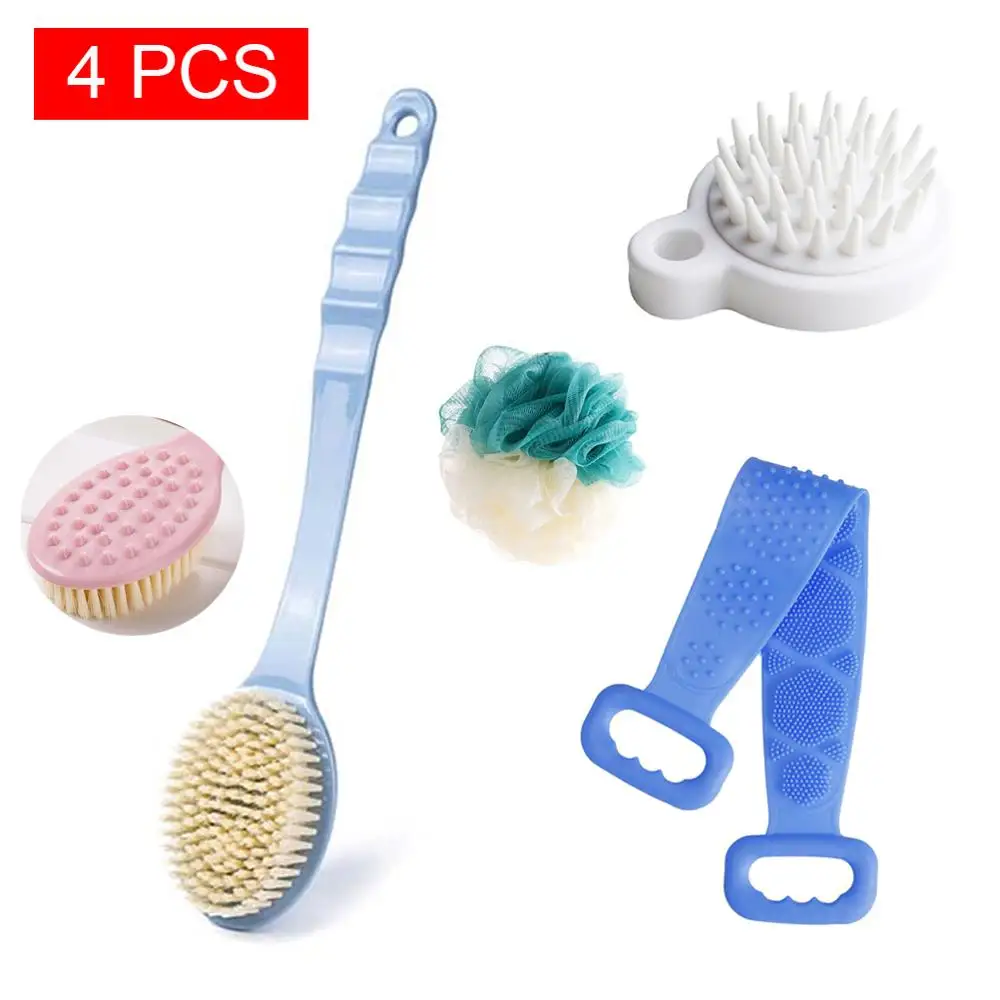 

4pcs/set Bath brush Back/head/Feet Special cleaning tools Bath Skin Cleaning Body Brush Double-Sided Massager Silicone