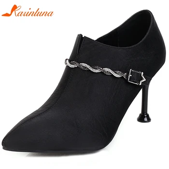 

Karinluna Hot Sale 2020 Strange Style Pointed Toe Office Lady Pumps Woman Shoes Zipper Metal Decoration Shoes Women Pumps