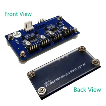 

9pin USB Header Male 1 to 4 Female Extension Cable Card Desktop Motherboard USB HUB with Additional Power and Magnetic base C26