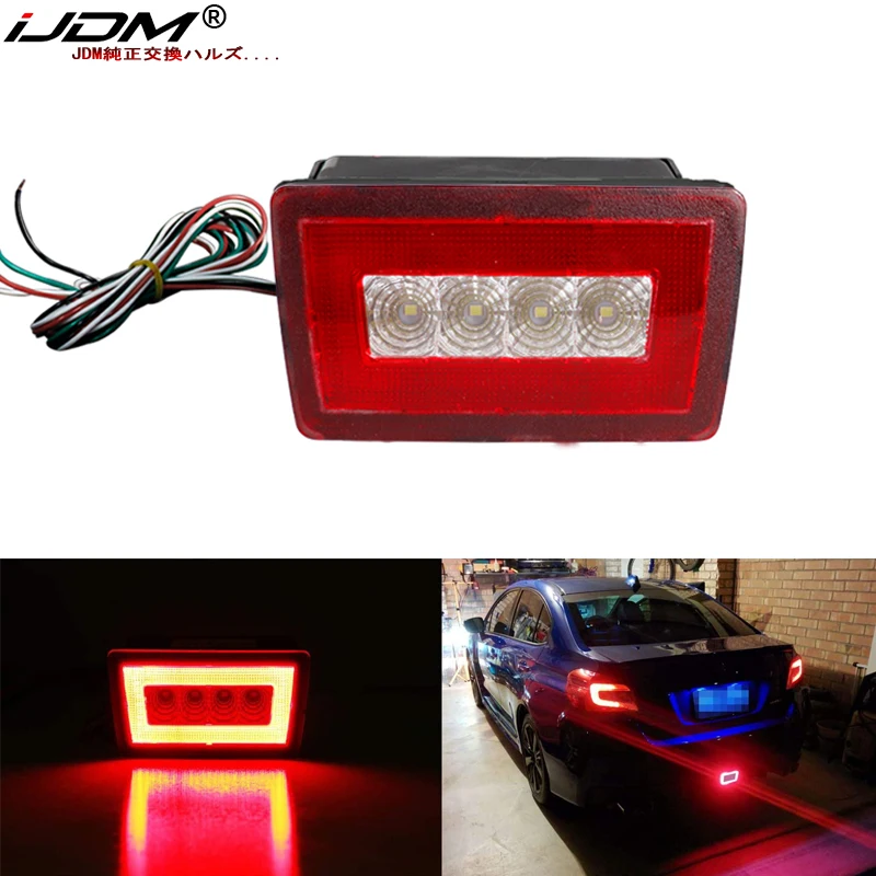 Angrong 2x Red Lens Rear Bumper Reflector Led Tail Stop Light For Subaru Impreza