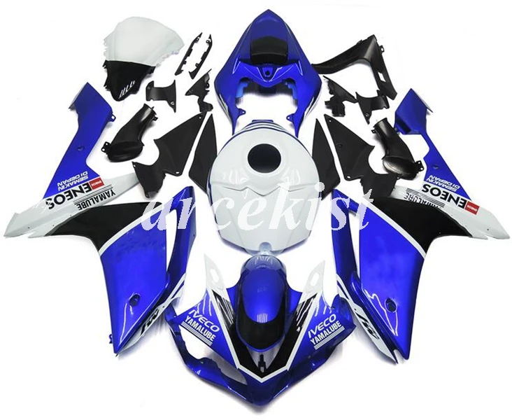 Литьевая Форма ABS полный бак крышка обтекатели комплект подходит для Yamaha YZF1000 R1 2007 2008 07 08 YZF R1 набор кузова синий белый