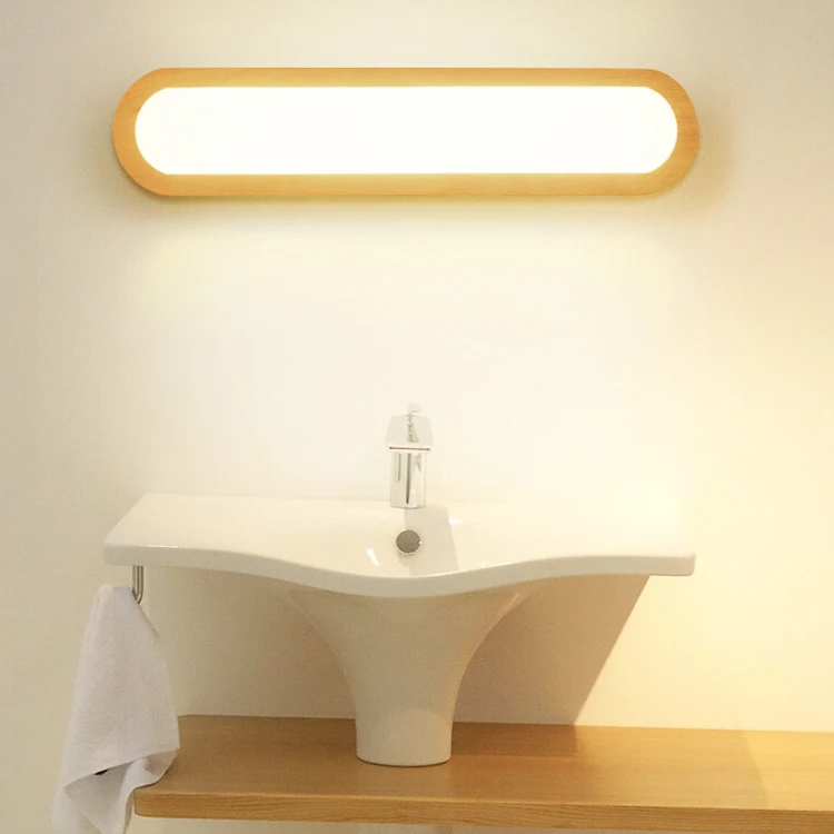 

Creative Solid Wood Wall Lamp Modern Simple Bedroom Bedside Nordic Foyer Study Bathroom Aisle Square Led Mirror Cabinet Light