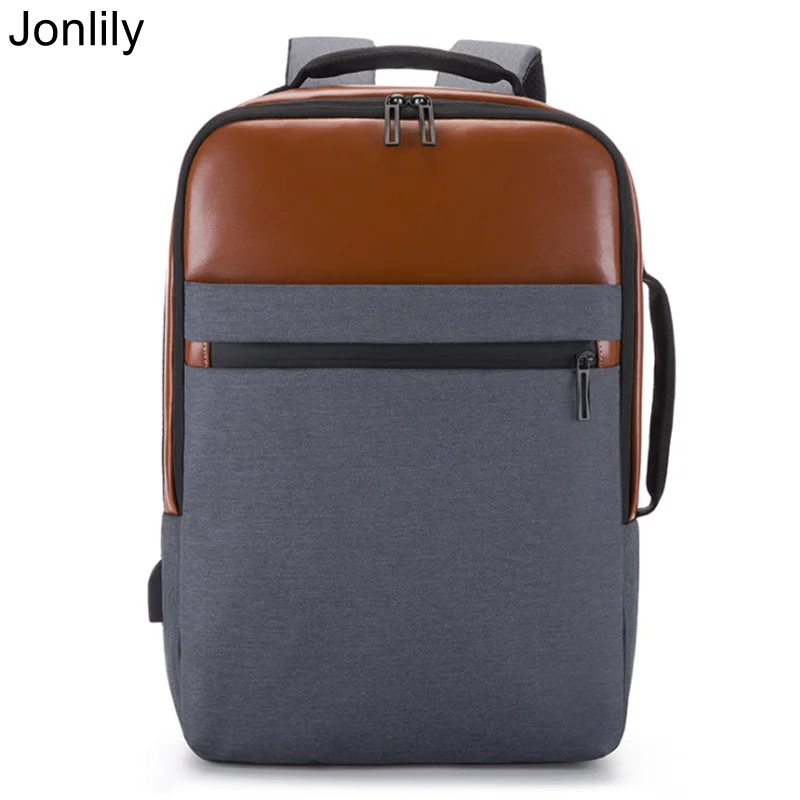 

Jonlily Men's Travel Laptop Backpack Vintage Business Commute Bags Teens Casual School Backpack With USB Charging Port -KG367