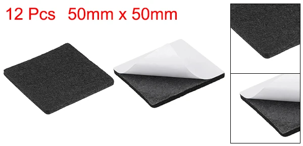 Uxcell мебельные подушечки клейкие войлочные подушечки 50 мм x 50 мм квадратные 3 мм толстые черные 12 шт - Цвет: 50mmx50mm 12Pcs