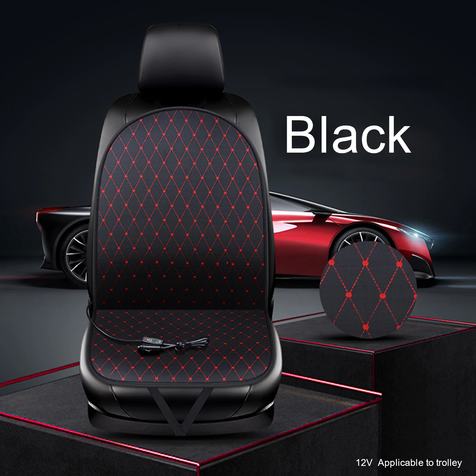 

General Security Car Cushion Car Heating Cushion Heating Cushion Overlay Warm Leather Winter Chair Safety Car 12V Seat Cushion