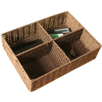 

Key storage box table weaving key basket without cover desktop snacks sundries storage tray coffee table storage box WF8012234