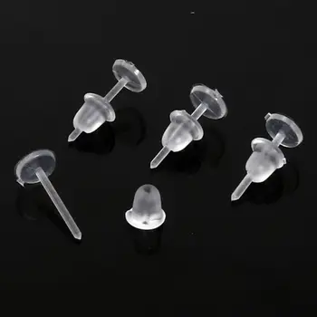 

100Pcs Invisible Plastic Earrings Blank Pins Stud Tiny Head Earring Posts and Back Jewelry Findings DIY Supplies