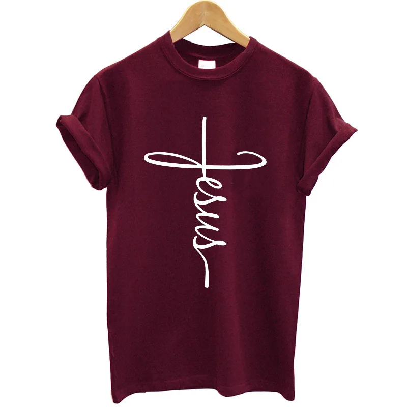 Кристиан Футболка женская короткий рукав вырез лодочкой забавная футболка вера свободный крой летние топы повседневная одежда бренд