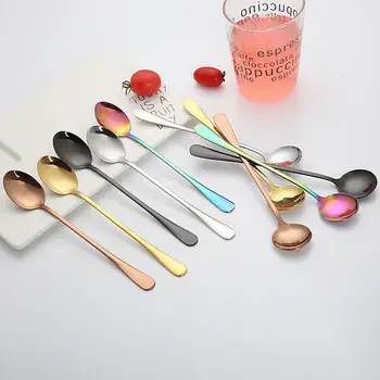 

Stainless Steel Stirring Spoon Titanium-plated Rose Gold Spoon Mug Coffee Spoon Pointed Spoon Kitchen Hot Drinking Flatware