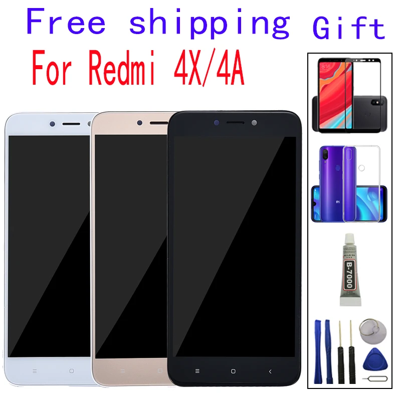 Оригинальный ЖК-дисплей для Xiaomi Redmi 4X 4A сенсорный экран с рамкой бесплатная