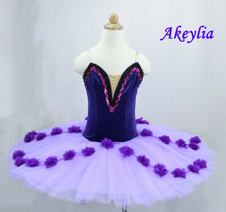 Purple ballet tutu flower fariy professional ballet tutu lilac female  Classical ballet tutu for stage performance pancake tutu