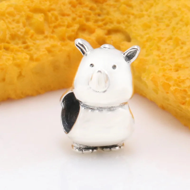 

Authentic 925 Sterling Silver Bead Fashion Smart Rhinoceros Creative Beads Fit Original Pandora Bracelet For Women Diy Jewelry