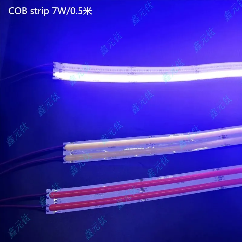 COB светодиодный светильник 7 Вт, 0,5 м, 12 В, белый, теплый, белый, красный, синий, ультра яркий клей, гибкая лампа