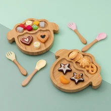 

Wooden baby food bowls and dishes for children feeding and feeding set lamb children baby tableware dinner plate baby feeding