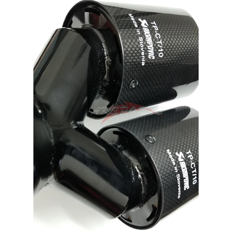 1 шт. двойной AKRAPOVIC Farbon Fiber выхлопной наконечник из нержавеющей стали Глянцевая выхлопная труба круглый фланец черный для MG