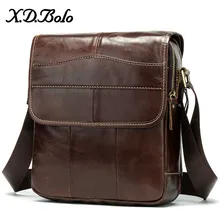 X. d. BOLO Leder Schulter Tasche Männer Messenger Tasche Aus Echtem Leder männer Tasche Vintage Design Zipper Kreuz körper Taschen für Herren(China)