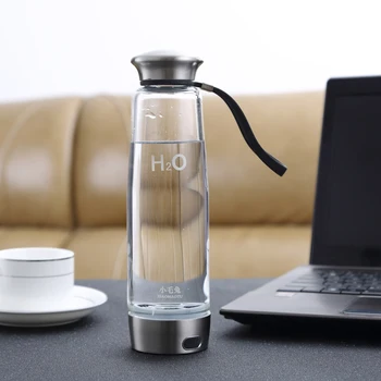 

500ml Hydrogen Rich Water Bottle Transparent Glass Water bottles with Lid Portable BPA-free Water Glass with Cleaning Brush