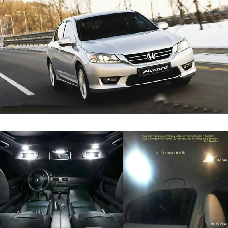 

LED Interior Car Lights For honda accord 8 room dome map reading foot door lamp error free 17pc